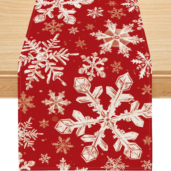 Siilues Christmas Table Runner Snowflake Decorations Christmas Runner for Table Seasonal Chriatmas Winter Holiday Decor Dining Table Decorations (Red 13 x 60)