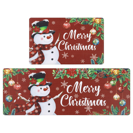 Christmas Snowman Kitchen Rug Set of 2