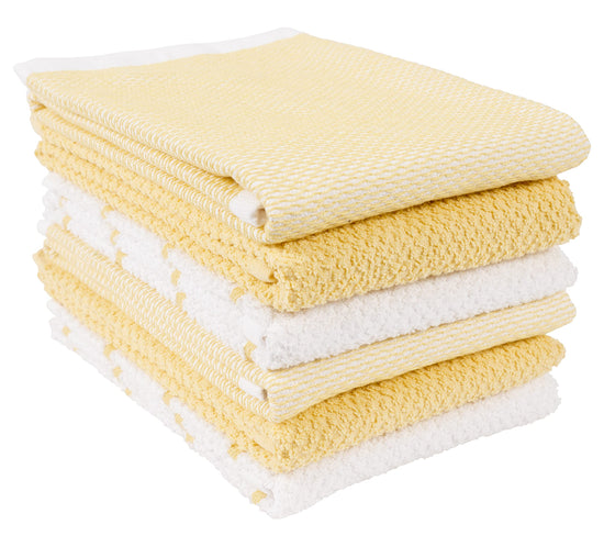Ayesha Curry Mixed Terry Kitchen Towel Set – 6-Pack, 18×28", Yellow